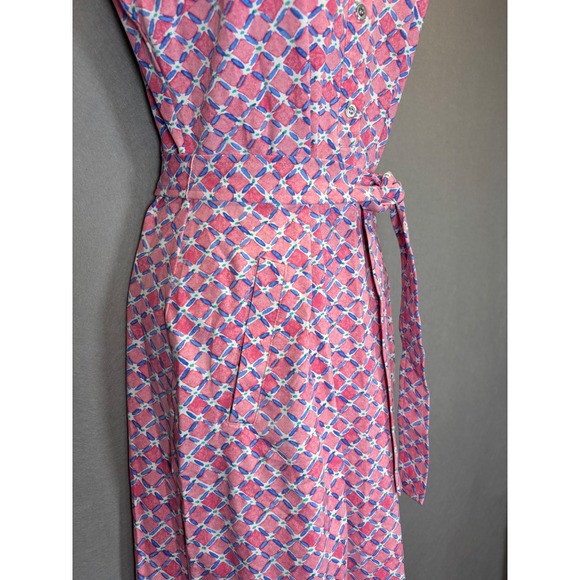 J. McLaughlin Pink Blue Geometric Catalina Cloth Sleeveless ruffle dress XS - Picture 3 of 9